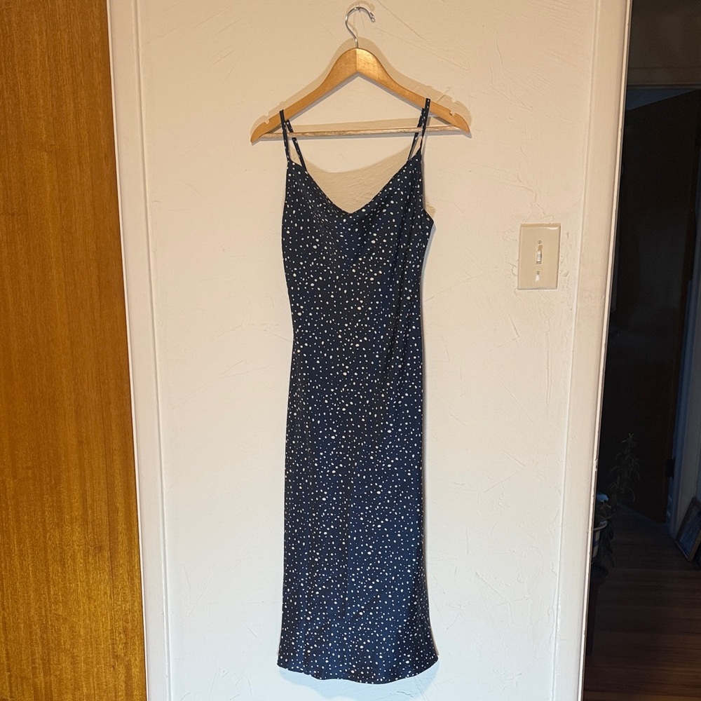 love...ady Navy Blue Spaghetti Strap Midi Dress